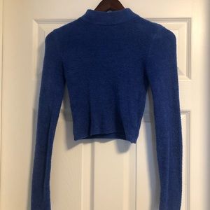 Cropped blue turtle neck